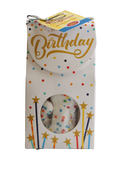 dog treat gift box with 'Birthday' text and colorful design on a white background